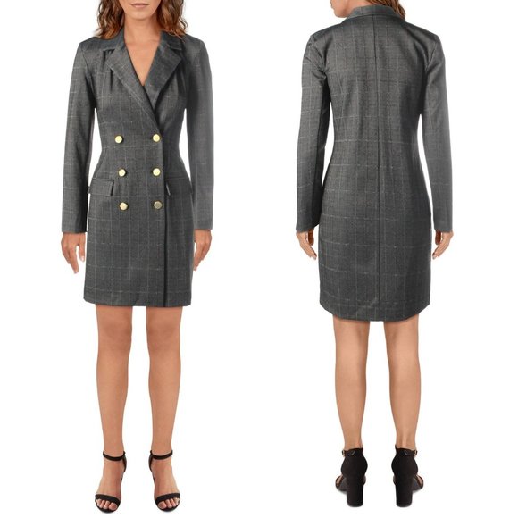 Nanette Lepore Double Breasted Plaid Coat Dress - Picture 4 of 4